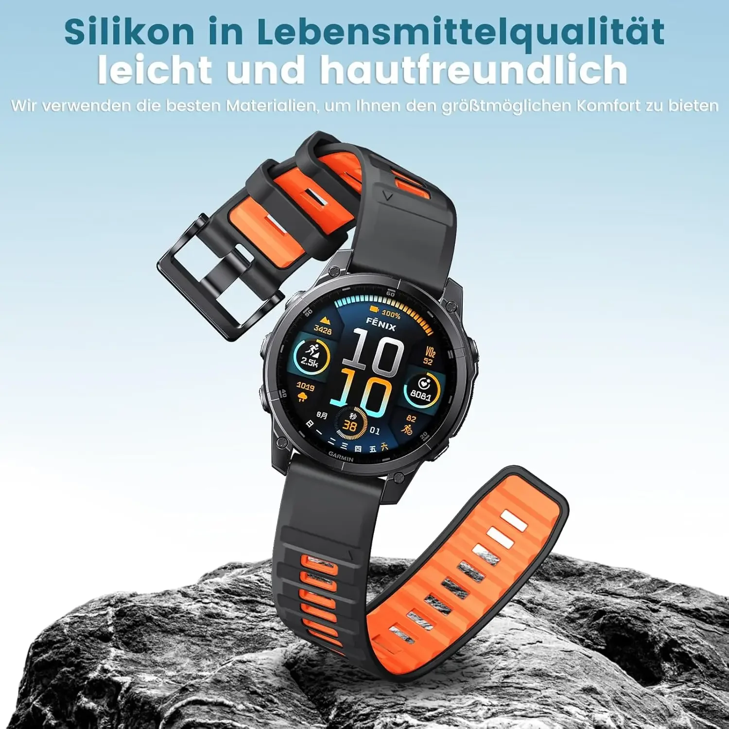 QuickFit 26mm 22mm Two Tone Silicone Strap For Garmin Fenix E 8 7X 7 6 6X/Epix Pro Gen 2 51mm 47mm/Tactix Watch Band Accessories