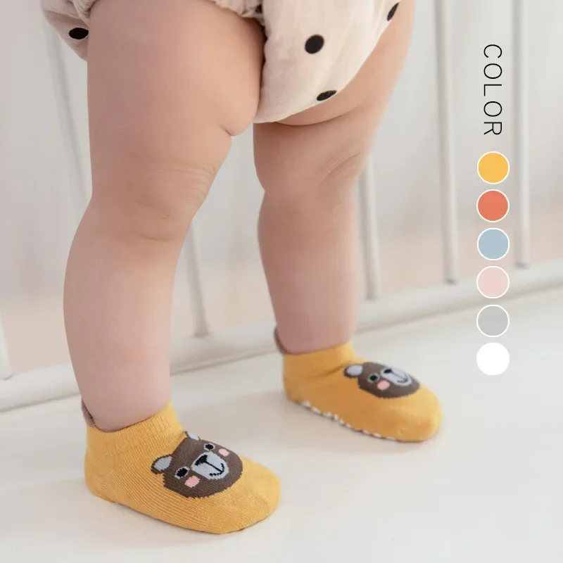 ฤดูหนาวฤดูใบไม้ผลิ Anti SLIP ถุงเท้าเด็กน่ารักการ์ตูนสัตว์พิมพ์เด็กวัยหัดเดินเด็กถุงเท้ายาง Soles เด็กทารกสาวถุงเท้า