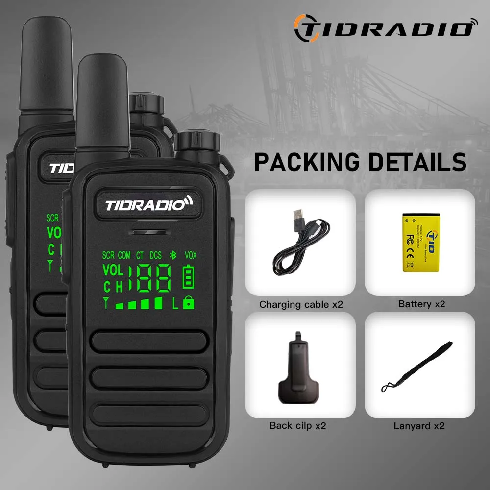TIDRADIO M11 2PCS PMR/FRS Tragbares Mini-Walkie-Talkie IP55 Wasserdicht Lizenzfrei NOAA Drahtlose Programmierung Mini-Radio