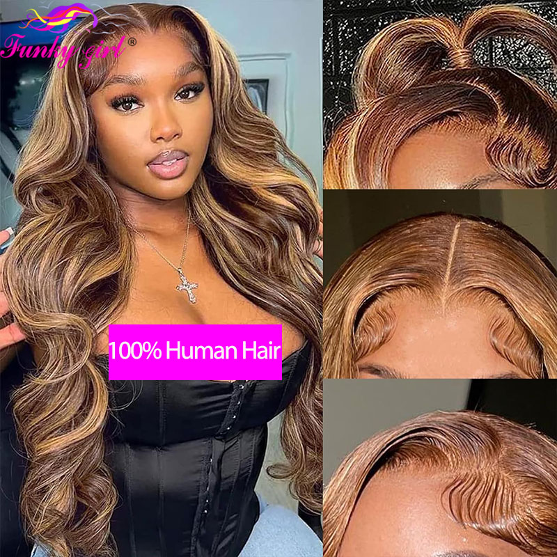 13x6 Highlight Body Waveวิกผมผมมนุษย์บราซิลลูกไม้ด้านหน้าวิกผม 16-34 นิ้วโปร่งใสลูกไม้วิกผมสําหรับผู้หญิงราคาถูกHighlighgวิกผม