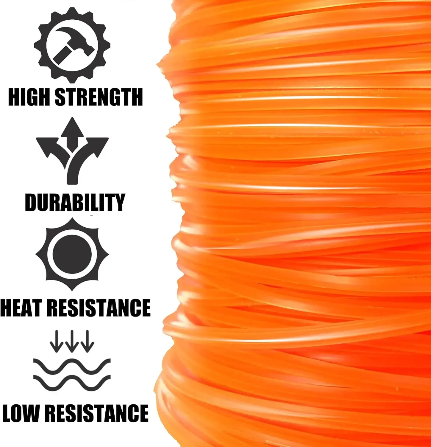 2.7MM*100M String Trimmer Line, Commercial Grade Orange Pentagon Weed Eater String,  Nylon String Trimmer Line for Grass Weeds