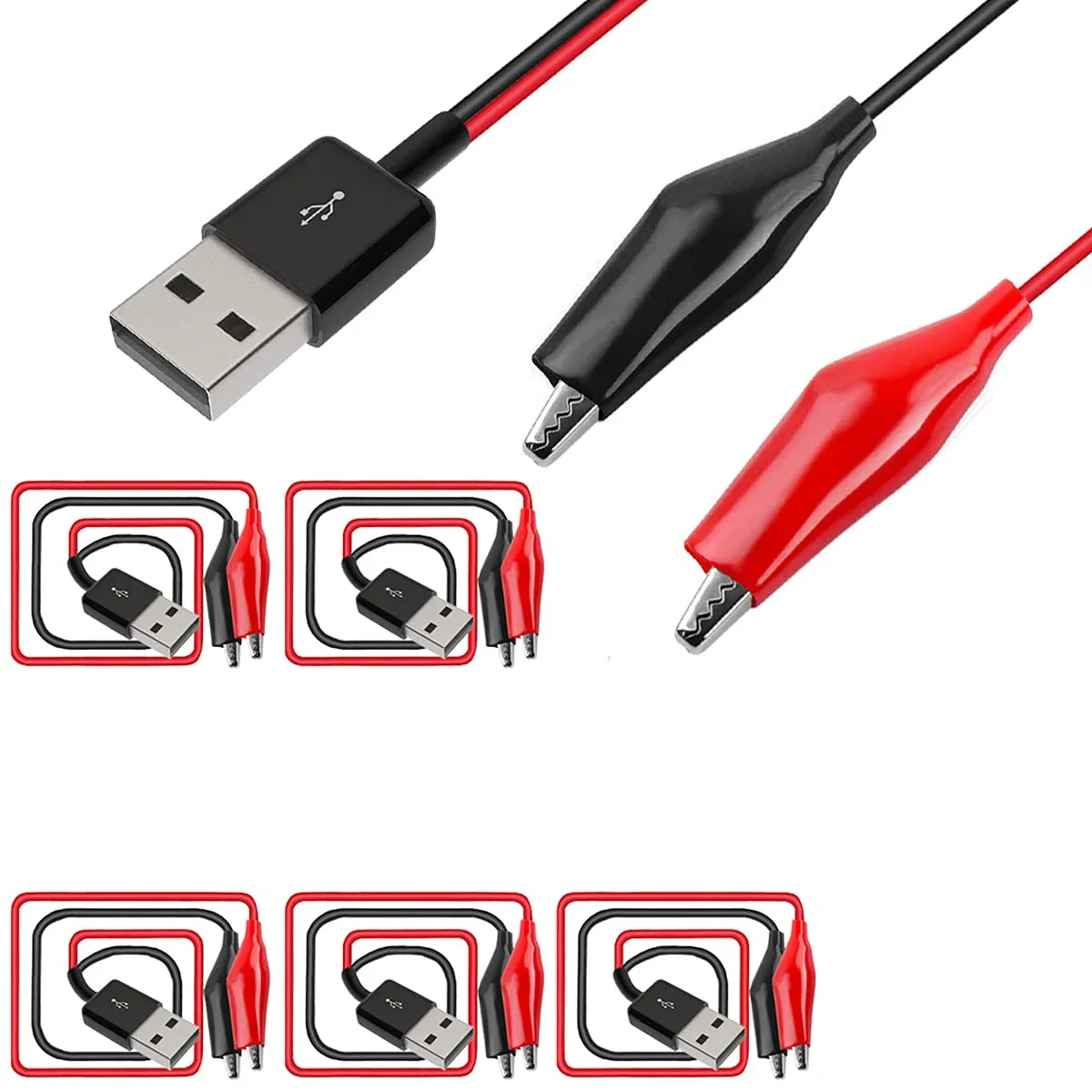 คลิปจระเข้เป็น USB, ที่หนีบจระเข้เป็นสายเชื่อมต่อตัวผู้ USB Type-A สายทดสอบทองแดงสําหรับการทดสอบแหล่งจ่ายไฟของวงจร