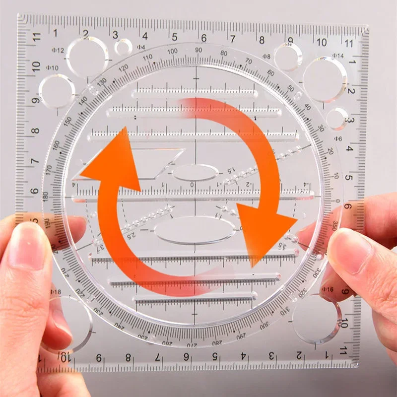 Ruler Set Solid Geometry Ellipse Drawing Icon Measurement Multifunctional Office School Supplies Construction Architect Tool