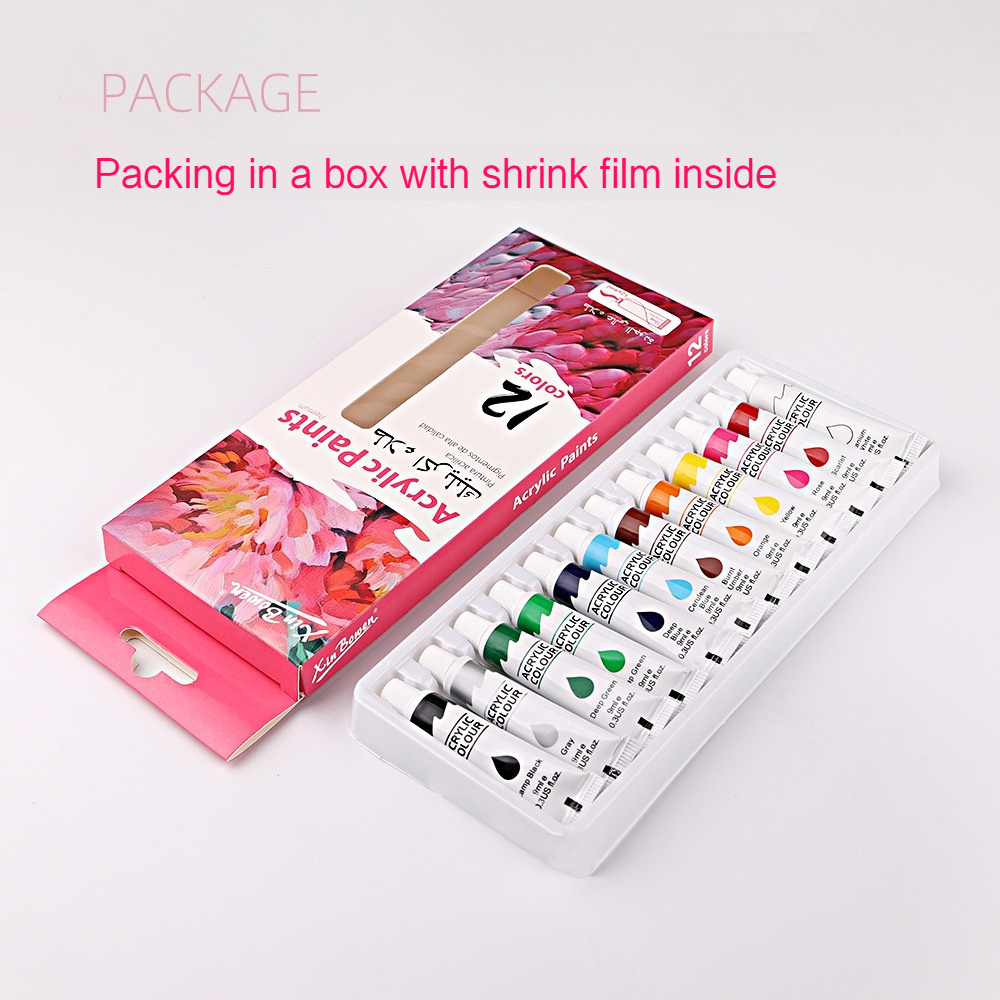 12 Color Acrylic Paint Set 9ml Waterproof Graffiti Painting Pigment Art Supplies for Beginner Artists Hand Painted Canvas Wall