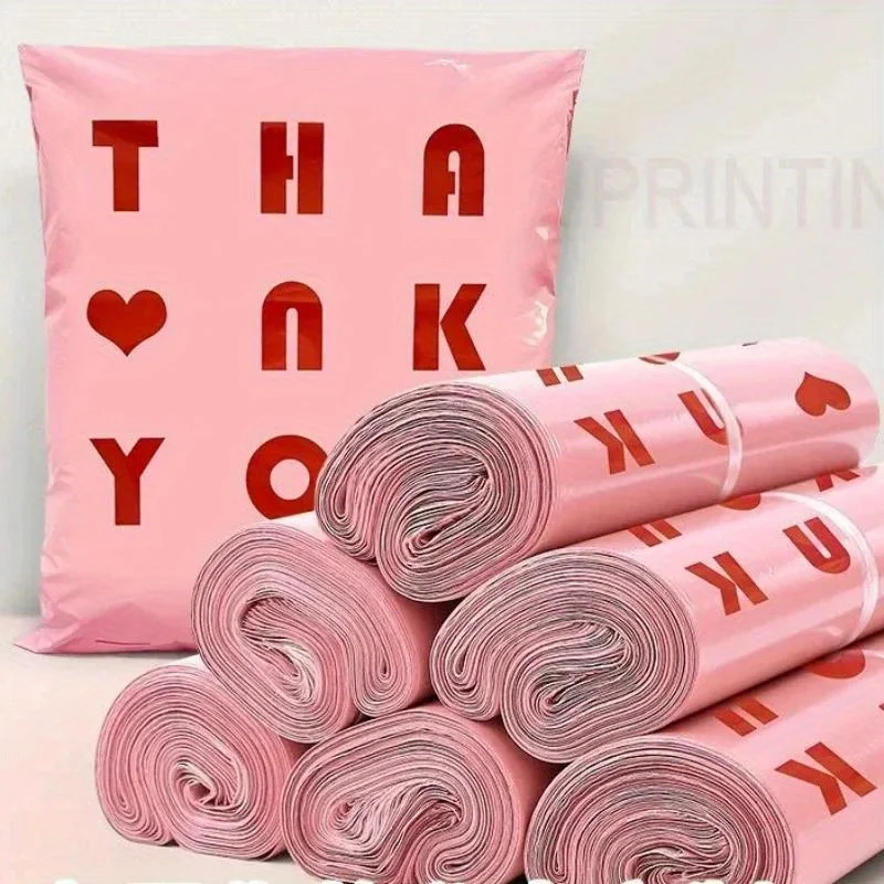 Saco de embalagem rosa 100 pçs saco de correio grosso à prova dwaterproof água durável saco de compras para roupas logística presente embalagem envelope de correio