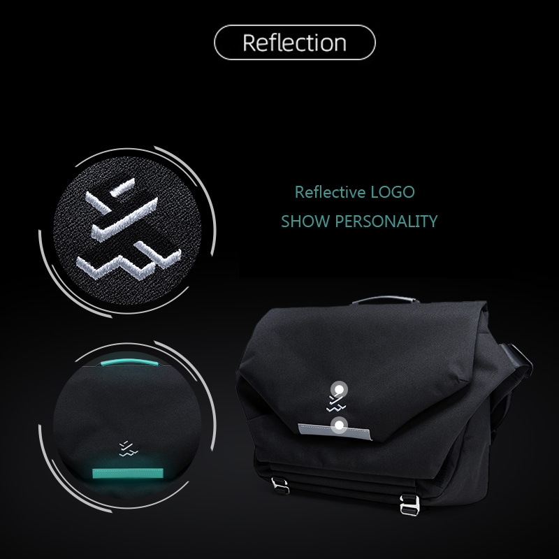 Umhängetasche für Herren, wasserdichte Nylon-Umhängetasche, passend für 14-Zoll-Laptops, College-Reise-Umhängetasche mit reflektierendem Design