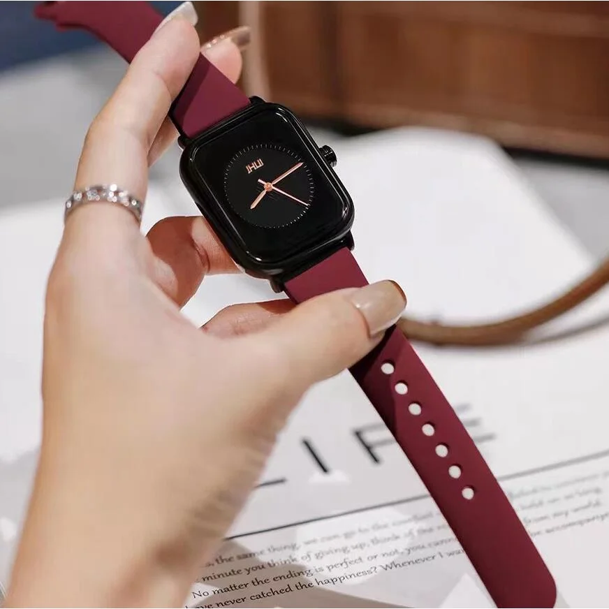 Moda retângulo feminino relógios casual banda de silicone relógio esportivo reloj mujer meninas relógio presente