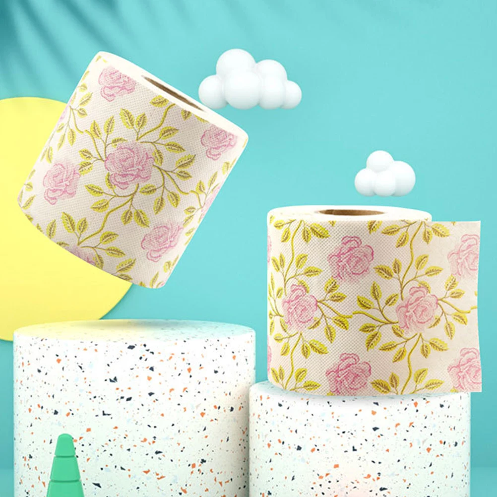 let Paper Printed Roll Paper Decorative Flower Printing Napkin Bathroom Tissue For Home Office Workshop Kitchen Tissue