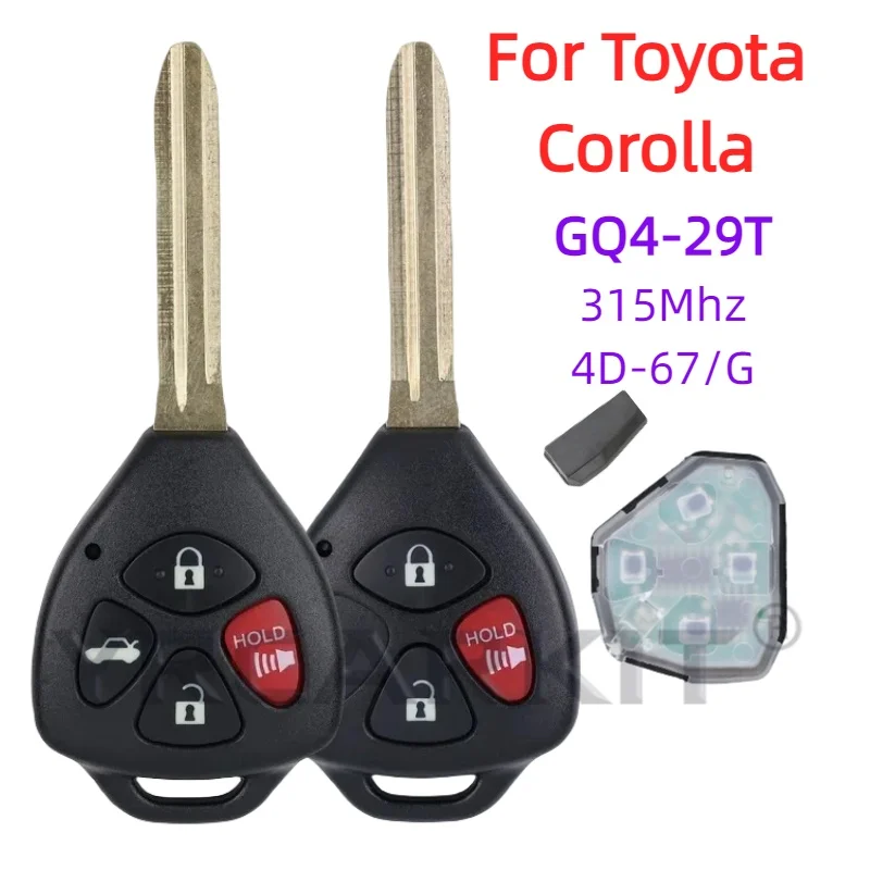 GQ4-29T дистанционный брелок для входа, автомобильный ключ 315 МГц для Toyota Corolla Venza 2010 2011 2012 2013 2014 2015, транспондер 314 МГц 4D 67 G чип