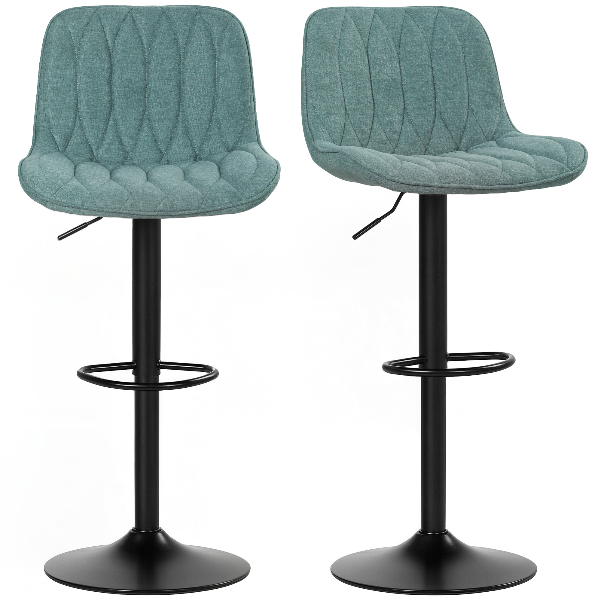 HOMCOM Bar Stools Set of 2, Modern Armless Bar Chairs, Blue