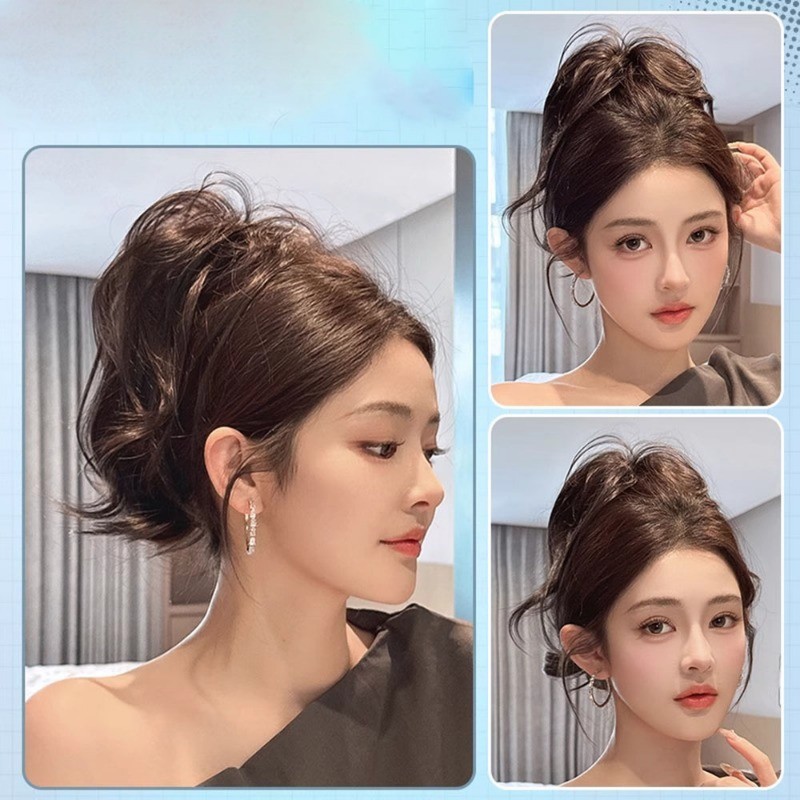 Low-tie Kip Haar Broodje Synthetische Pruik Grijp Clip Opgestoken Bloemknop Hoofd Gestreept Dikke Darm High-end Haaraccessoires