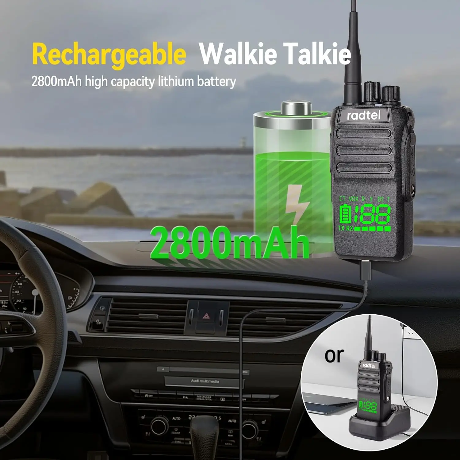 Radtel RT-493 10w IP67 Waterproof UHF 400-470Mhz Business Two Way Radio 199Ch Fast Copy Frequency Walkie Talkie usb-c