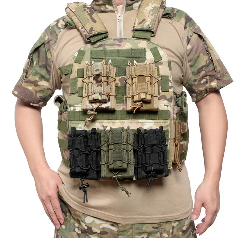 5.56 9 ミリメートルマガジンポーチ AK AR M4 AR15 ダブルマガジンバッグライフルピトールモールマグホルスターポーチ狩猟 CS ペイントボール