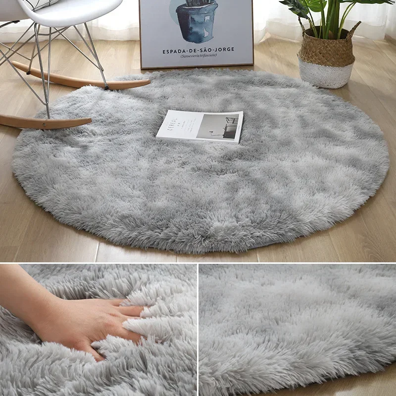 Tappeto rotondo in peluche ultra morbido: soffice tappeto bianco per soggiorno, decorazioni per la casa e camera da letto, camera da letto e cameretta dei bambini