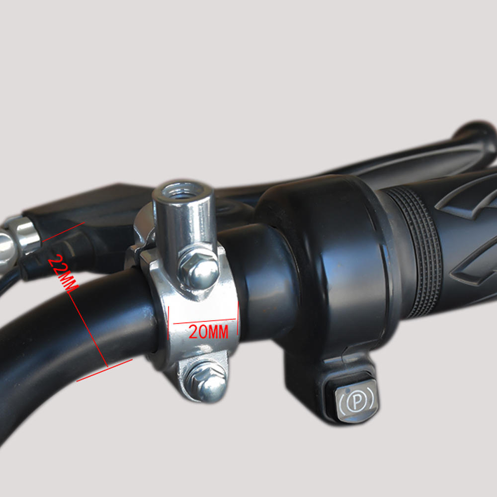 2PCS Motorrad Zubehör Schwarz Silber Spiegel Halterung Clamp Rückspiegel Halter Größe 22mm 10mm 8mm 10mm 25mm