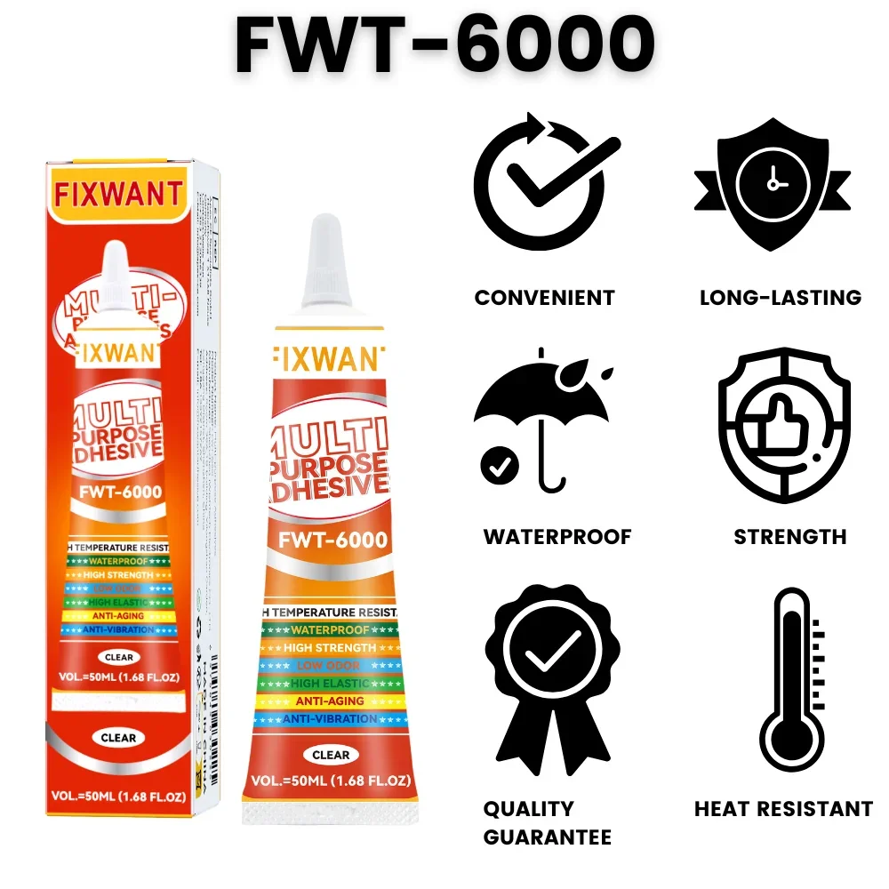 T-6000 Colla trasparente 120 ℃   Resistente al calore - Copribatteria per telefono Adesivo per riparazione smartwatch per computer per riparazione altoparlante gioielli fai-da-te