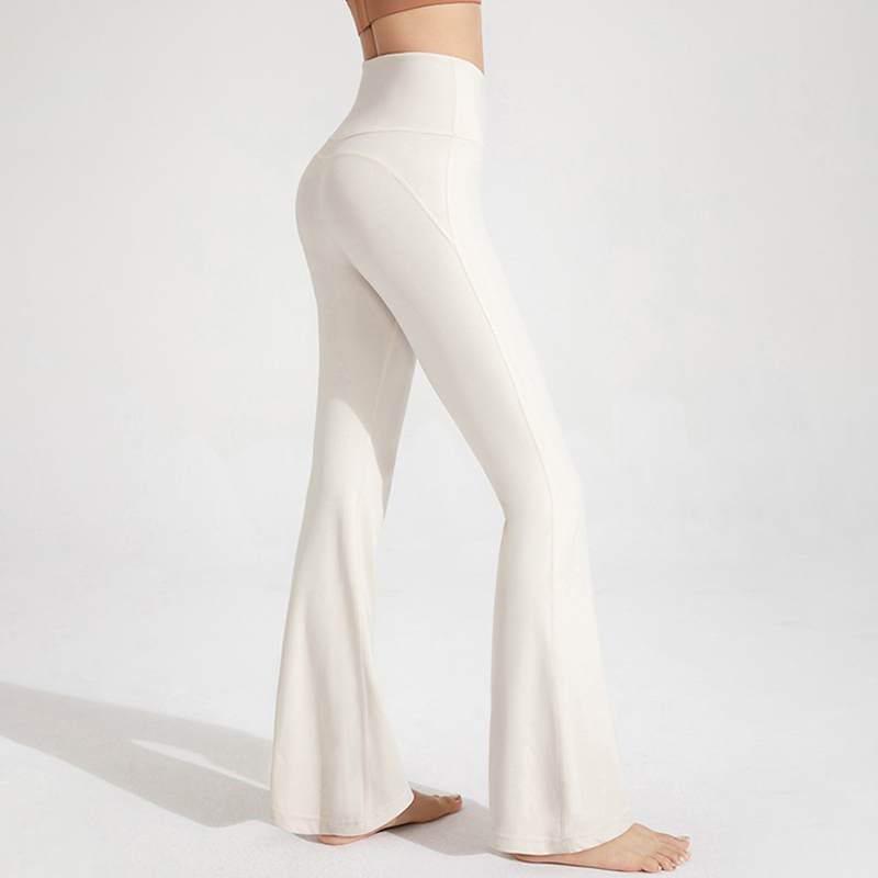 Pantalones desnudos de cintura alta para mujer, pantalones elásticos con parte inferior acampanada para ejercicio físico, informales, para correr al aire libre, Yoga