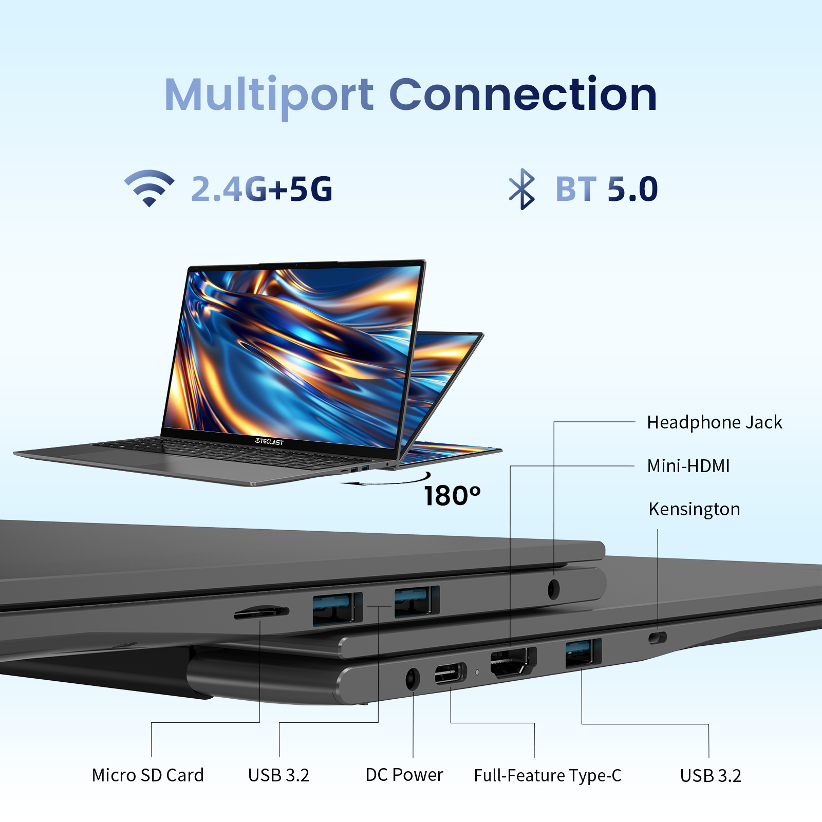 Teclast F17Plus laptop de 17.3 pulgadas, 16 GB de RAM 512GB SSD, Intel N95, Windows 11 Pro, ordenadores portátiles de 180 ° Flip