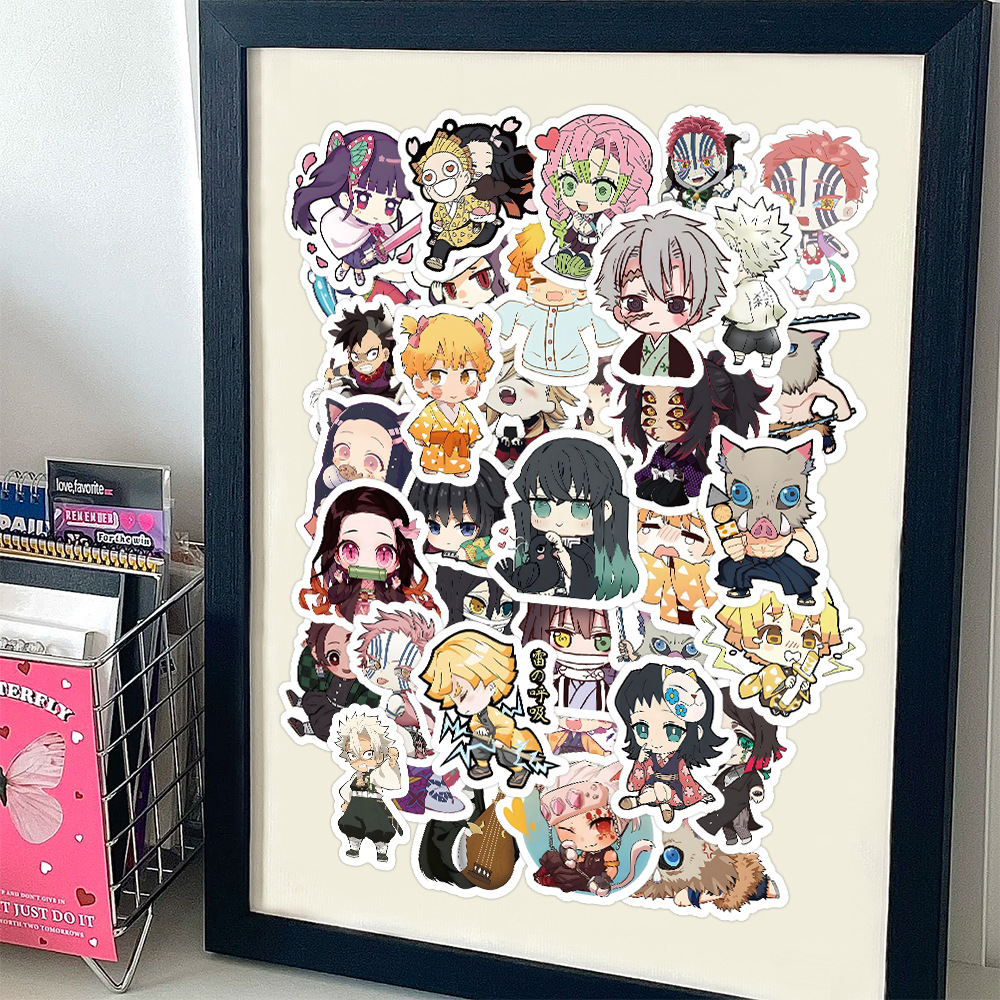 60 stücke Nette Cartoon Anime Dämon Slayer Anime Aufkleber Dekoration Laptop Telefon Koffer Notebook Label Schreibwaren Aufkleber
