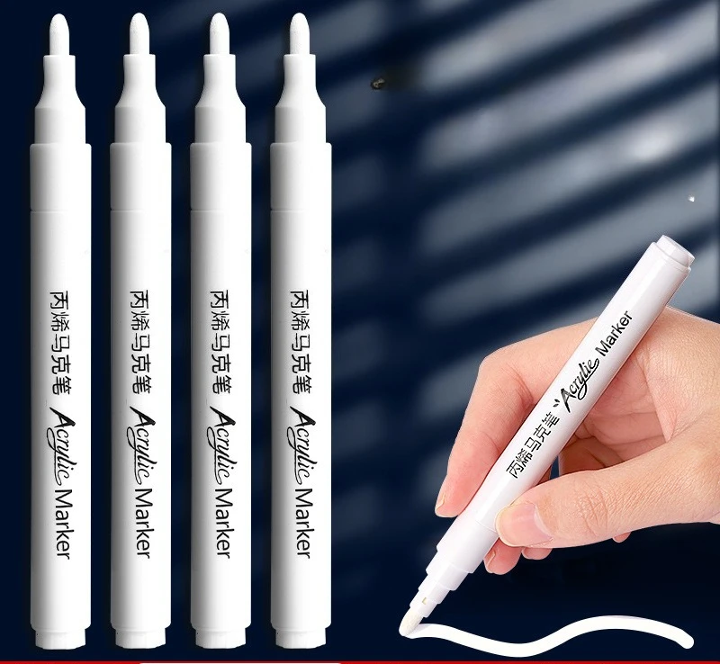 1/3/5 Uds. Marcador acrílico blanco específico para estudiantes para dibujar, resaltar y pinceles de pintura de secado rápido a base de aceite