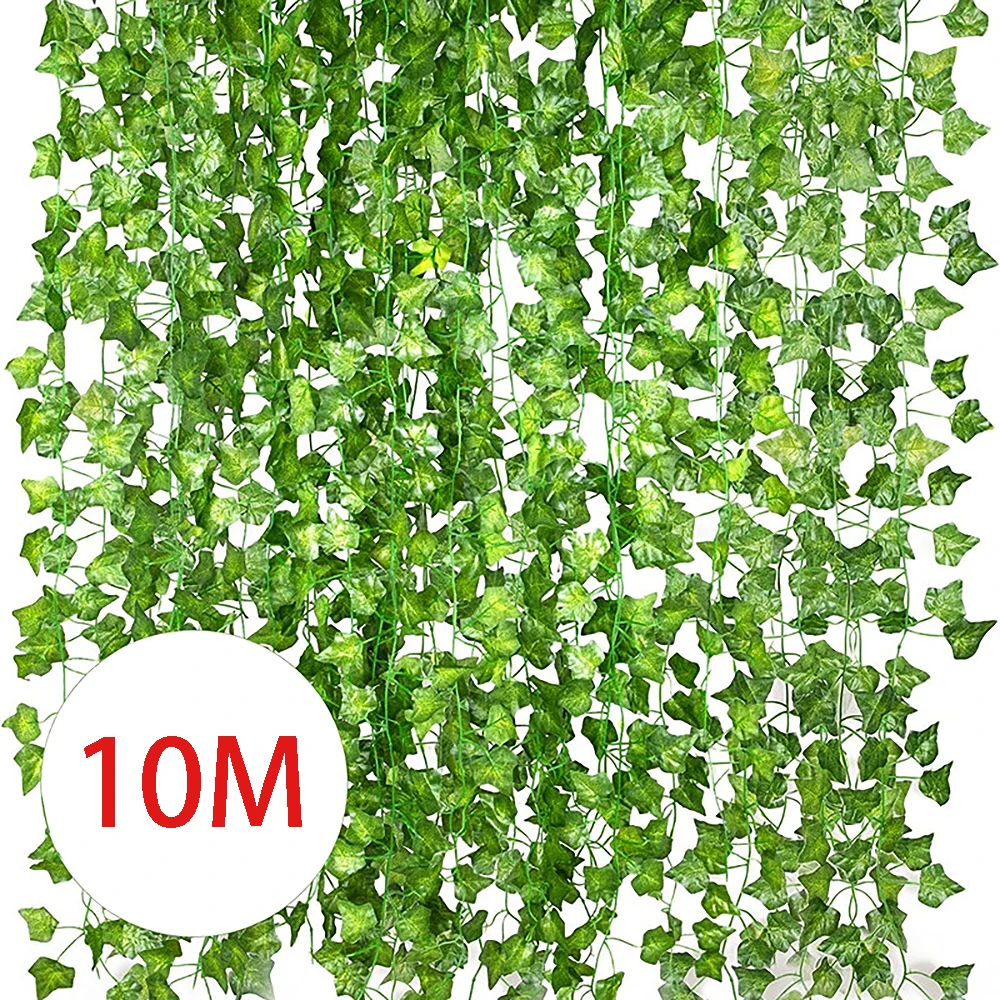 Guirnalda de hojas de hiedra artificiales de 2/4/8/10M, enredaderas colgantes, plantas falsas, decoración de pared verde para exteriores, Festival, jardín, decoración de fiesta en casa