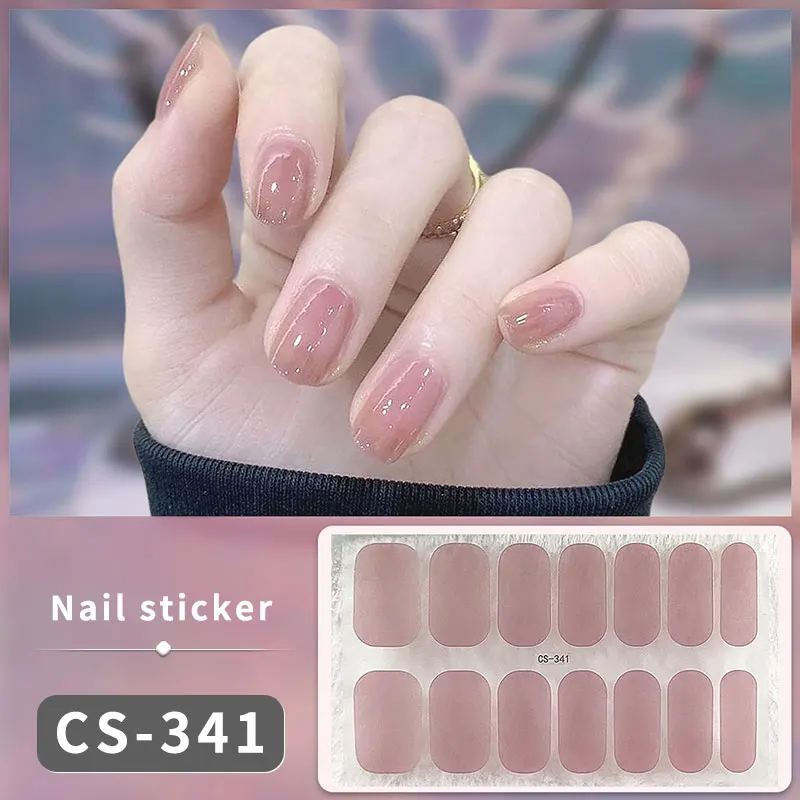 DIY เจลเล็บสติกเกอร์ Cured-ฟรียาวนานสีทึบเล็บแถบ Patch Slider สติกเกอร์เต็มรูปแบบรูปลอกเล็บ Patch