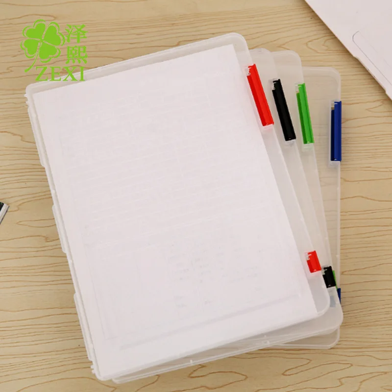 Tragbarer A4-Koffer aus Kunststoff für Dokumente, Aktenordner, transparenter Papier-Organizer, Aufbewahrungsbox, Organizer