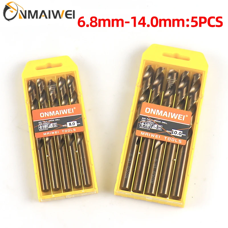 1.0-13 มม.โคบอลต์เคลือบ 5/10PCS Twist เจาะชุด Bit HSS M35 ปืนเจาะบิตสําหรับไม้/โลหะเครื่องตัดเครื่องมือ