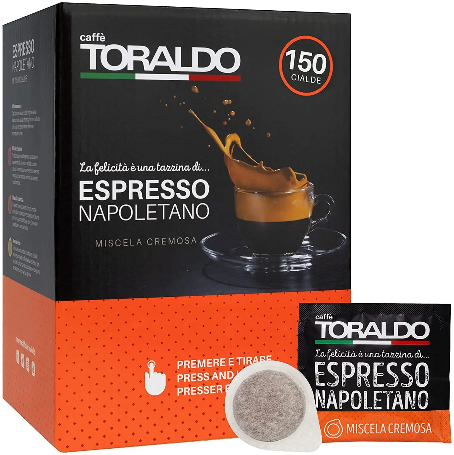Café TORALDO 300 CIALDE ESE 44 MIXTURE CREMOSA EXPRESSO NAPOLETANO