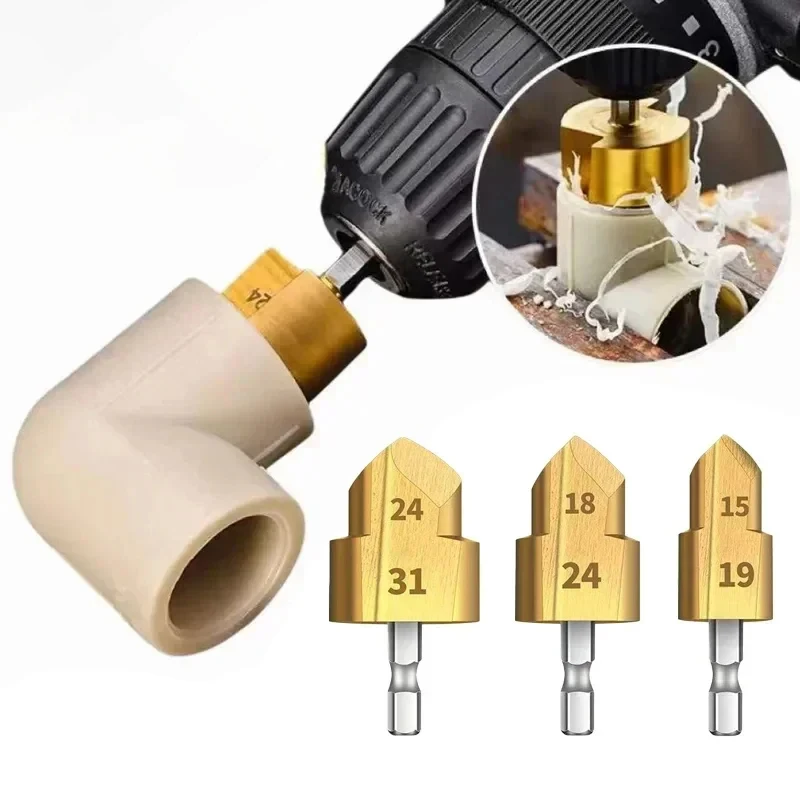 New 1/3pcs PPR Lifting Drill Bit 20/25/32mm Titanium Step Drill Bit Hex Shank Hole Opener Core Drill Bits for Water Pipe Reaming