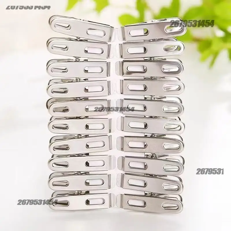 Mollette per bucato 20/40 pezzi Linea di lavaggio in acciaio inossidabile Perni per appendere Morsetti metallici antivento Clip antivento per calzino Bagno