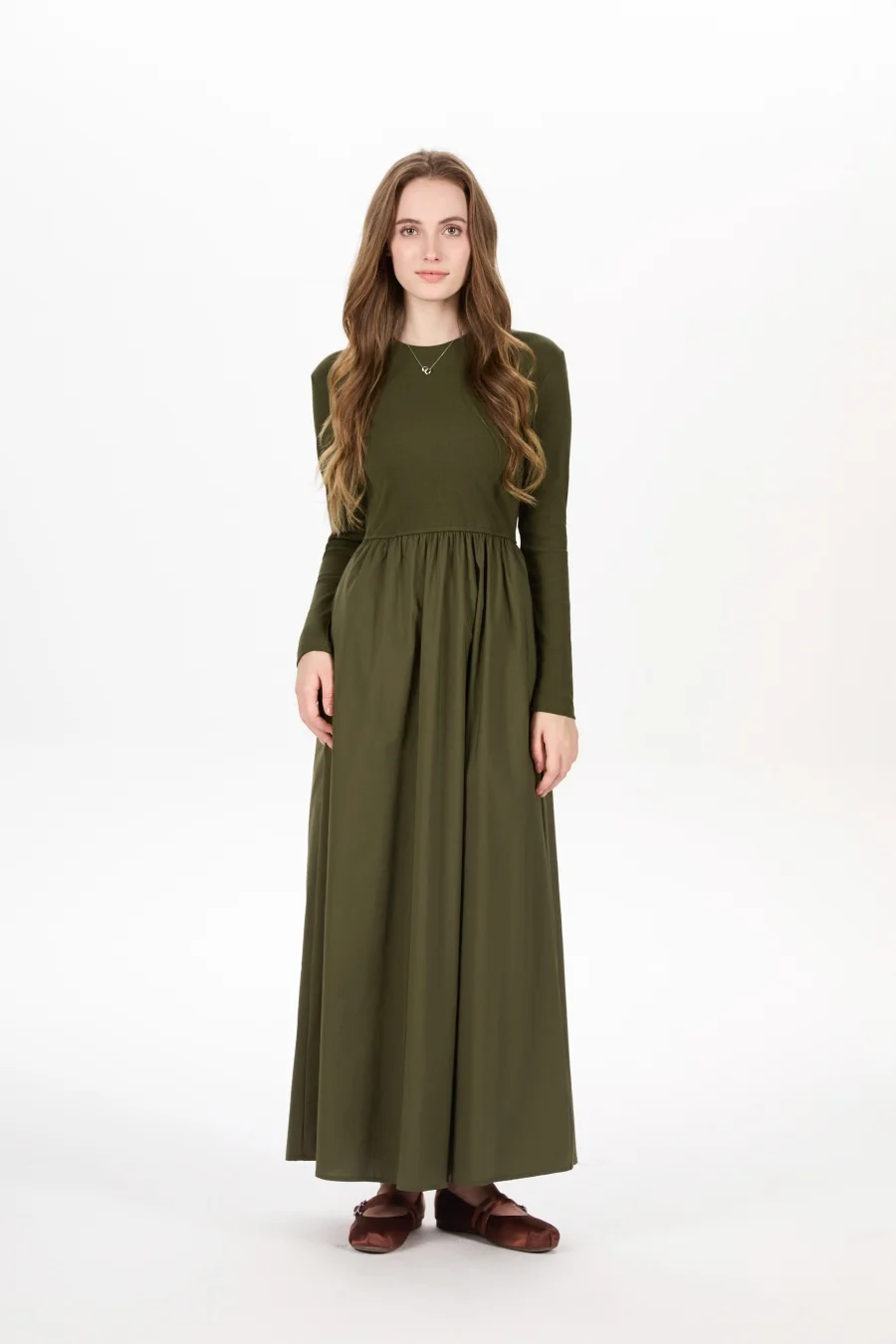 AS AW25 Лоскутное платье с круглым вырезом, топ в рубчик + юбка + кардиган, женская одежда