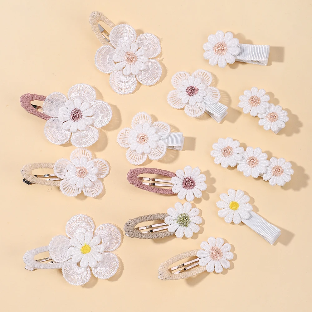 1/2/5 Uds Ins Margarita flor pinzas para el cabello horquillas para niña para niños encaje blanco Barette princesa ganchos accesorios infantiles coreanos
