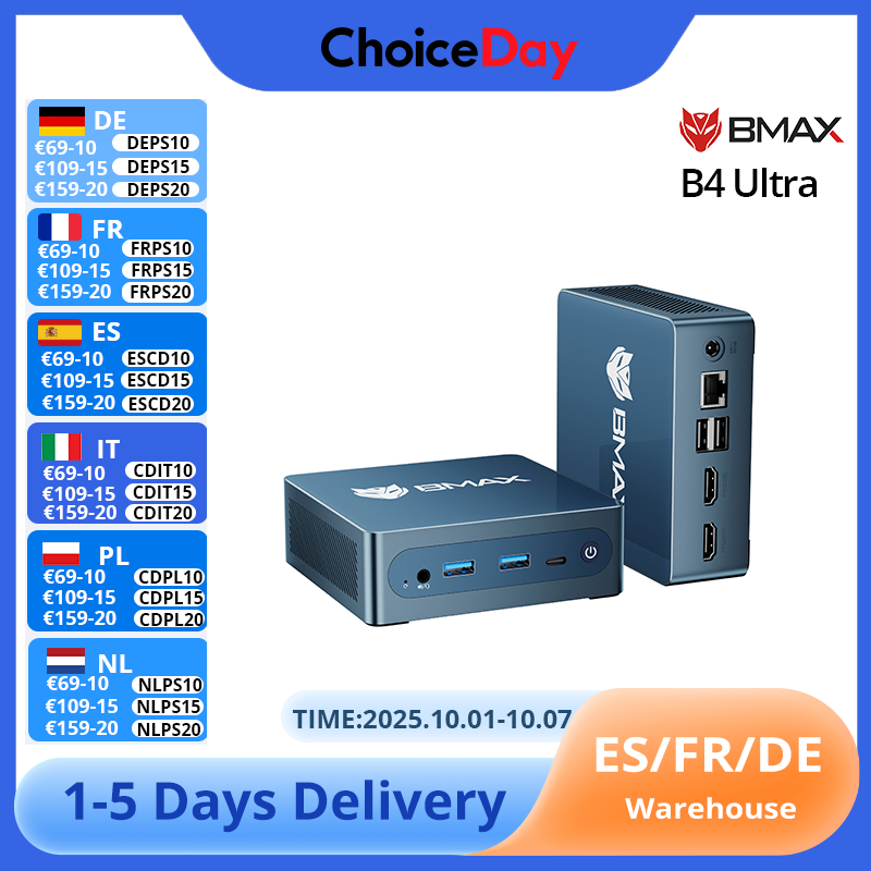 BMAX B4 UItra Mini PC Intel N150 16 GB RAM 512 GB SSD Dwupasmowy Wi-Fi 2.4 GHz 5 GHz Bluetooth 5.0 Minikomputer
