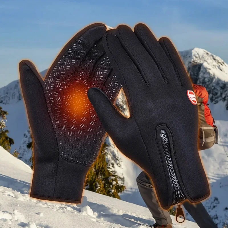 ฤดูใบไม้ร่วงฤดูหนาวถุงมือมอเตอร์ไซด์ผู้หญิงWindproof Anti-Slip Touchscreenขนแกะอุ่นสําหรับถุงมือทํางานผู้ชายกีฬาจักรยาน