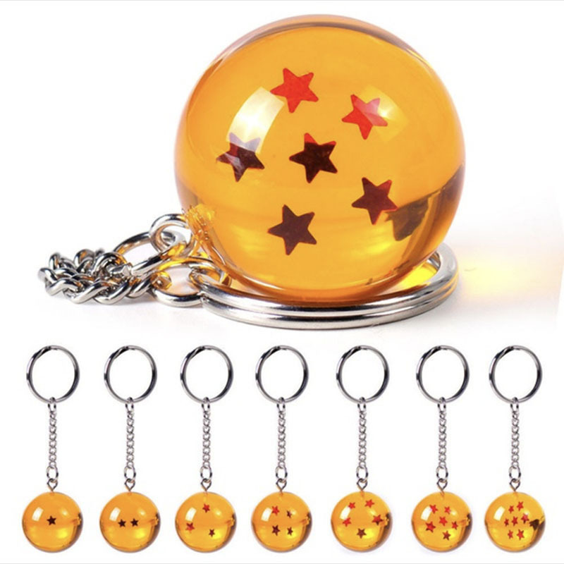 LLavero de Dragon Ball 1-7, colgante pequeño de color naranja, Wukong, creativo, cristal, figuras de Dragon Ball, regalo pequeño