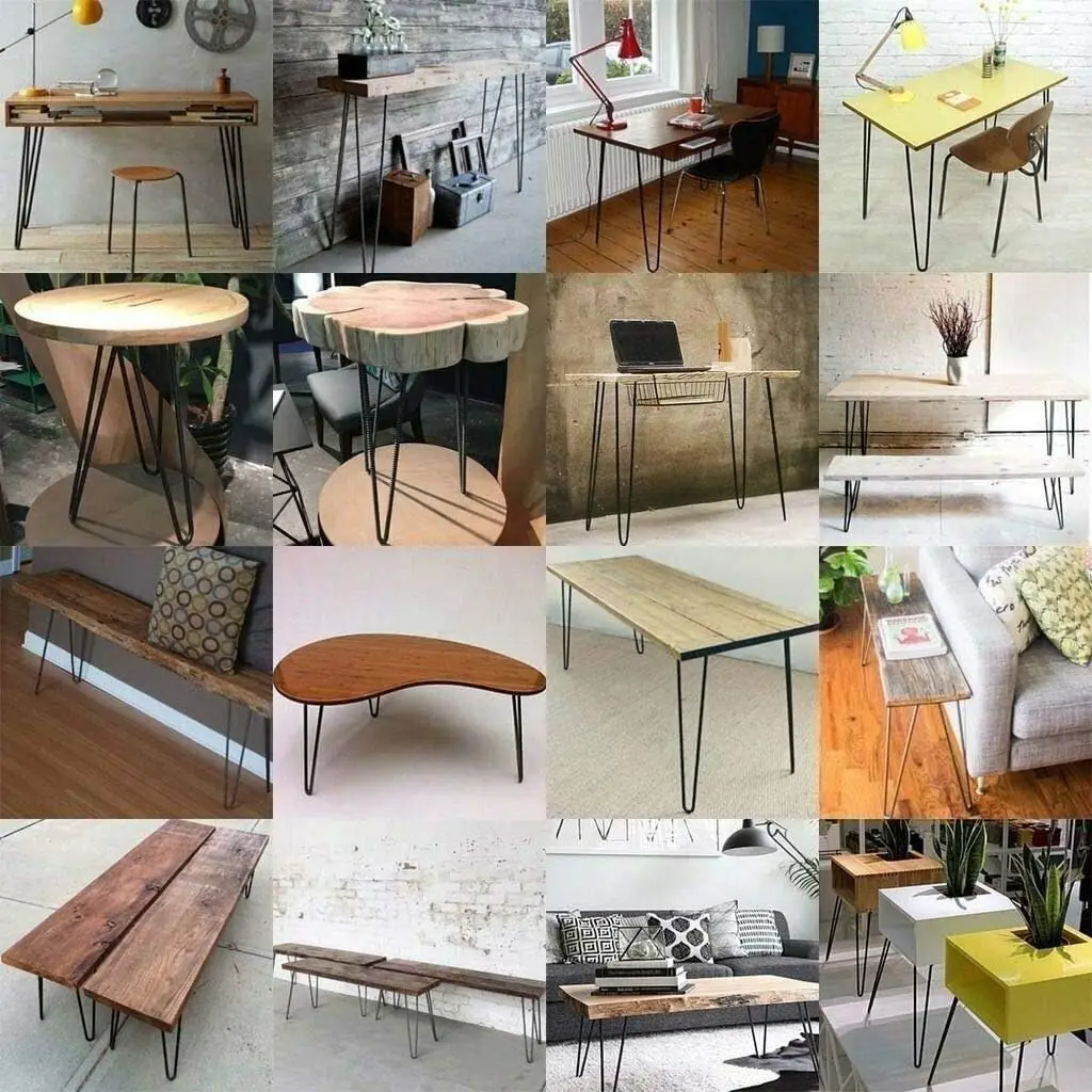 4 pezzi 4-34 "nero hardware raccordo metallo ispessimento piedini barra in acciaio mobili a forma di V due/tre comodini in ferro biforcuti