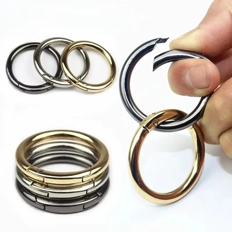 30/10 pçs metal o anel primavera fechos para diy jóias openable redondo mosquetão chaveiro saco clipes gancho cão corrente fivelas conector
