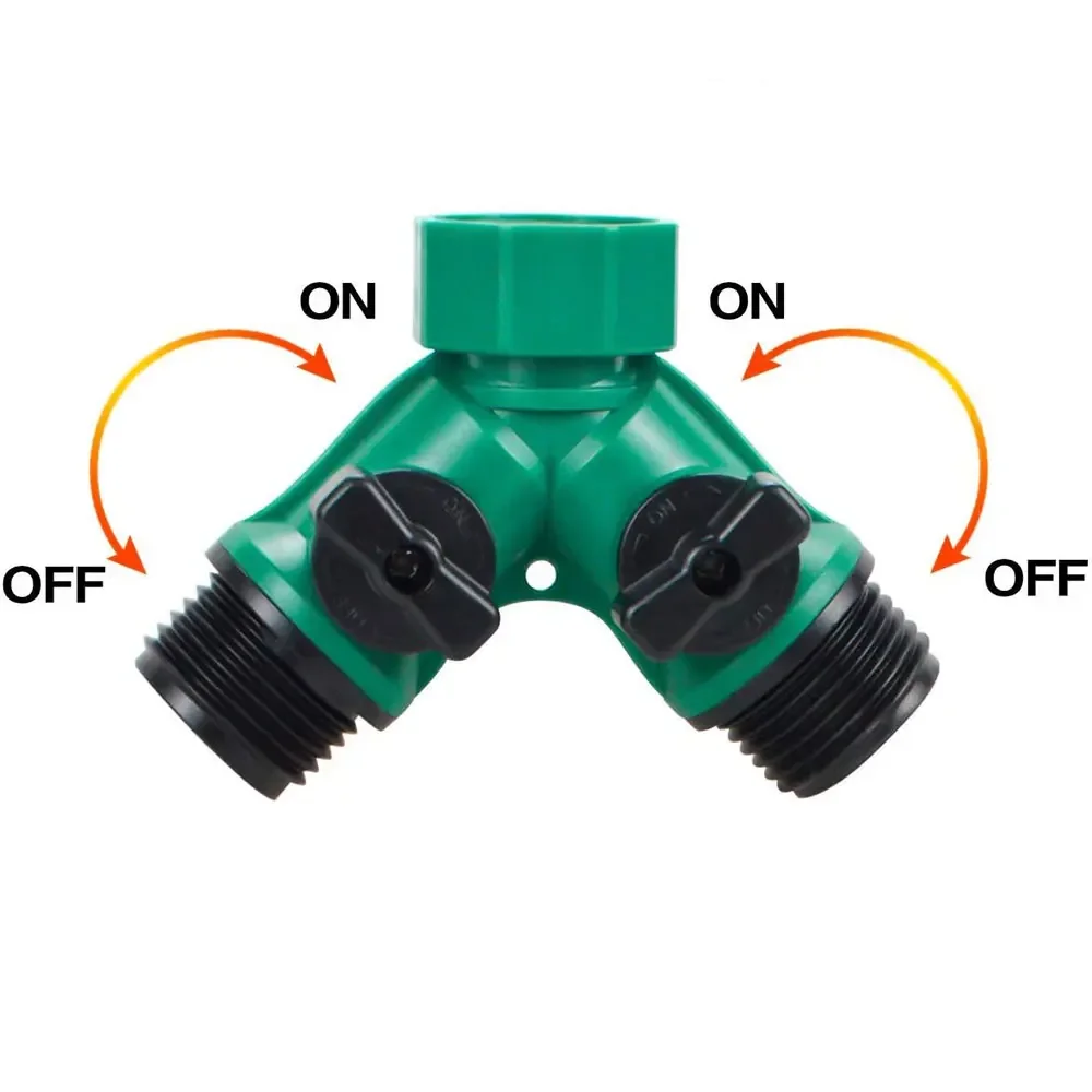 Divisor de mangueira de jardim de 2 vias, conector de mangueira de jardim com torneira, rega, desligamento para paisagismo, plantio de flores, irrigação