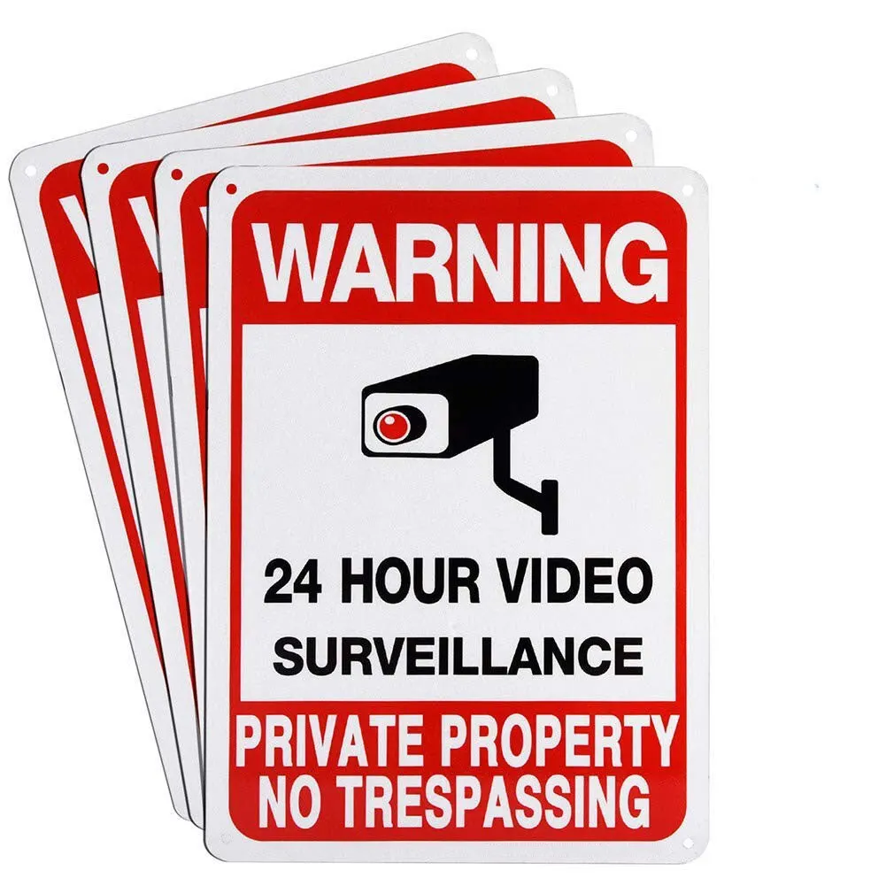 ป้ายห้ามบุกรุกทรัพย์สินส่วนตัวตลอด 24 ชั่วโมง, ป้ายเฝ้าระวังวิดีโอกล้องรักษาความปลอดภัยกลางแจ้งป้ายสําหรับกล้องวงจรปิดภายในบ้าน