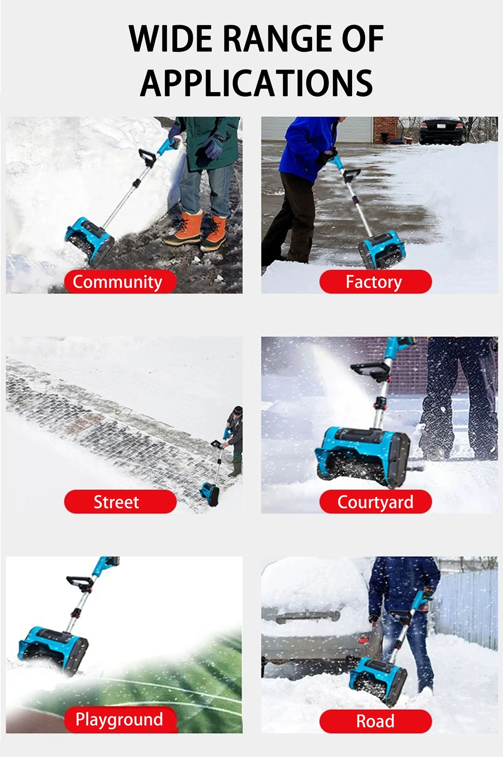 새로운 겨울 무선 전기 Snowplow 리튬 전기 눈 스위퍼 Makita 배터리 용 무선 눈 삽 안뜰 거리