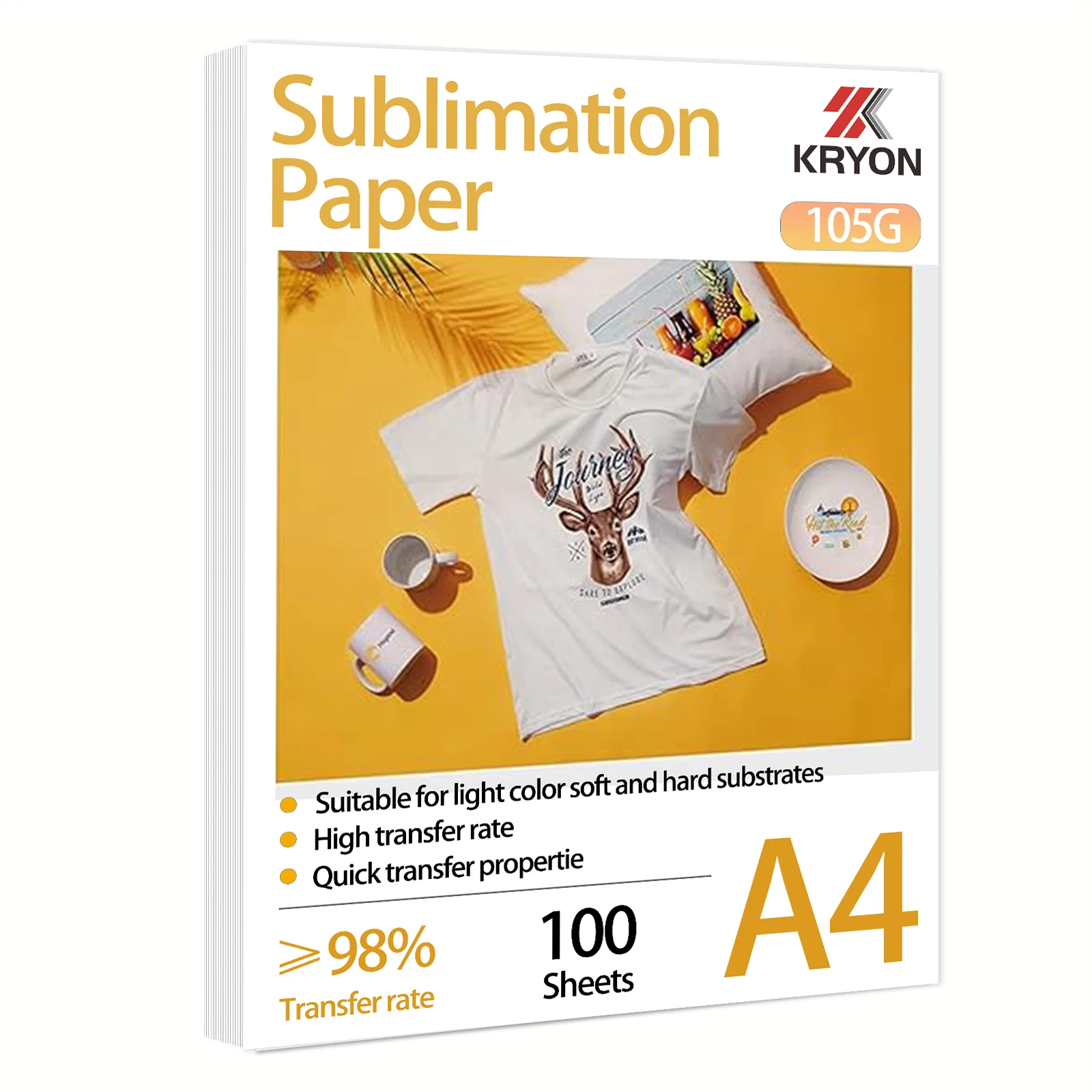 Carta per sublimazione per stampanti A4 da 100 fogli - 8,3 x 11,7 pollici, 105 g/m2 per stampante a getto d'inchiostro, carta per sublimazione a trasferimento termico