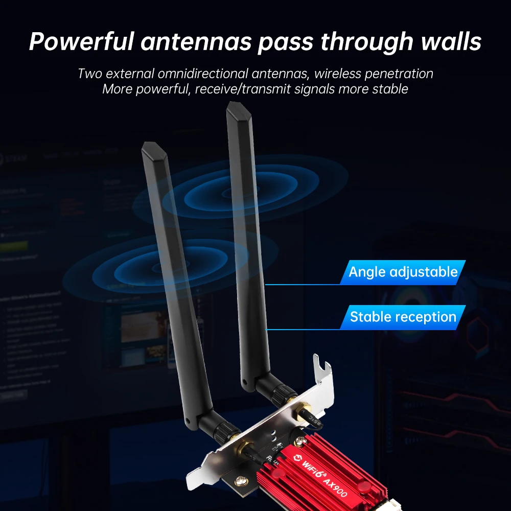 Двухдиапазонный беспроводной адаптер Fenvi WiFi 6 AX900 Bluetooth 5,4 PCI-Express, сетевая карта с низким задержкой 8 см для настольных ПК, Windows 10/11