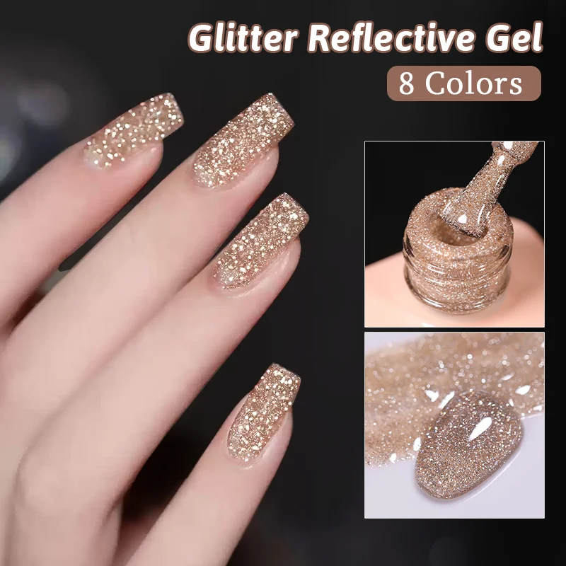 UR SUGAR 15ml Sliver สะท้อนแสงเล็บเจล Shining Glitter กึ่งถาวร Soak Off UV GEL Sparkle Effect เล็บเล็บ