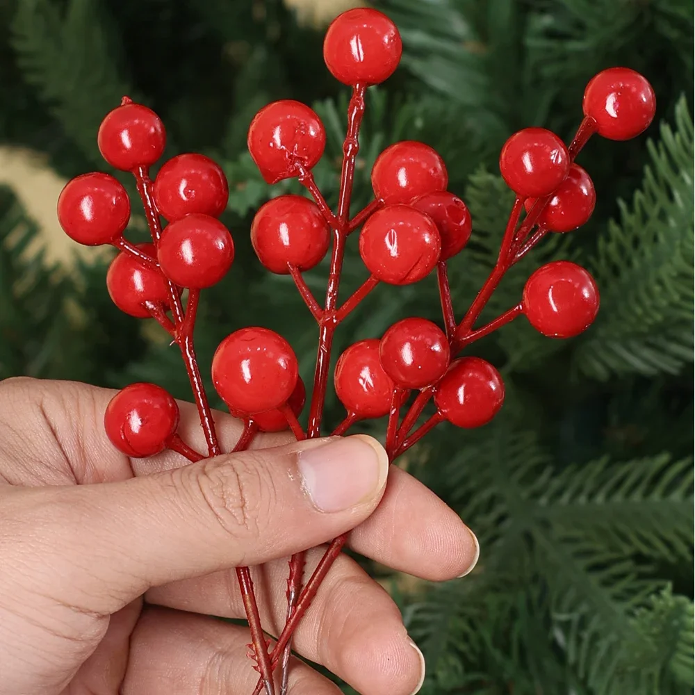 Künstliche Beeren Rot Gold Silber Gefälschte Beeren Zweig Kirsche Staubblatt Weihnachten DIY Blumenkranz Ornament Neujahr Party Dekor