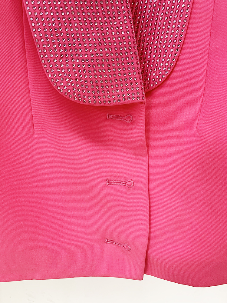 High Street 2024 Runway Modedesigner Jacke Damen stilvolle rücken freie Strass Diamanten Perlen Schal kragen langen Blazer