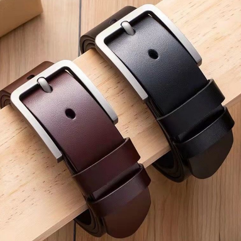 Herren Vintage Casual Gürtel Schwarz Dornschließe Student Vielseitiger Leder Breiter Gürtel