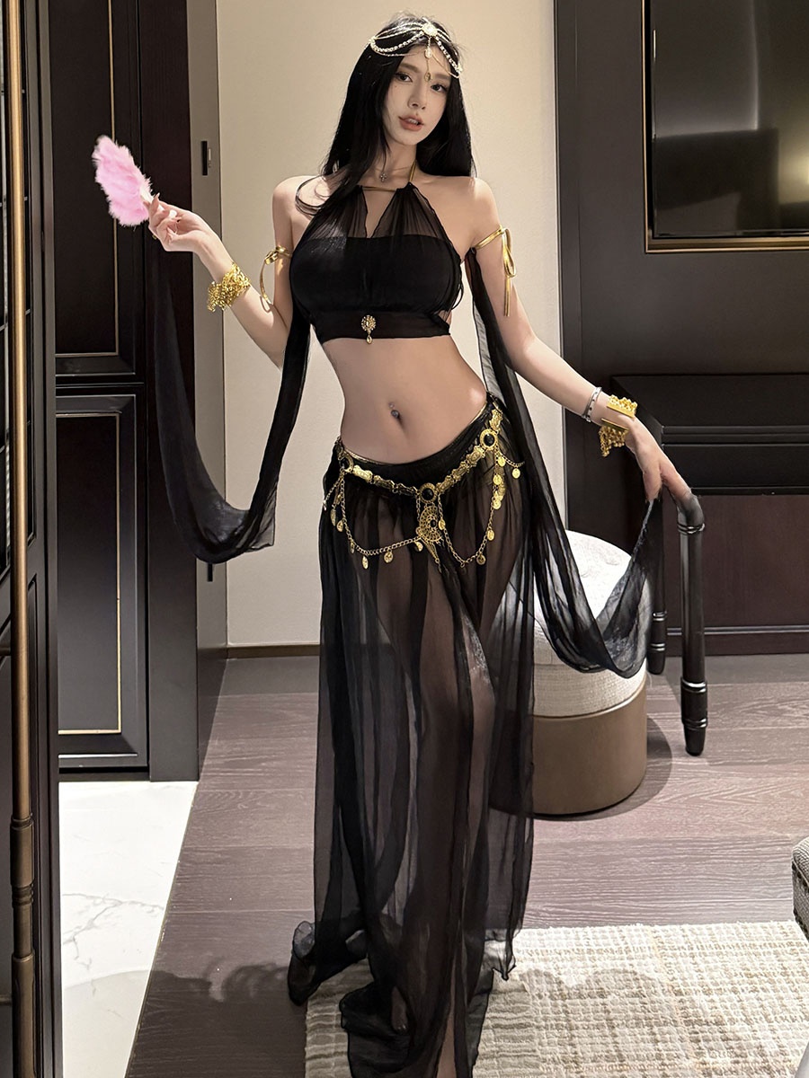 Fsia de Dança do Ventre Estilo Princesa Cosplay da Antiga Dinastia Chinesa com Sabor Étnico Moda Fena para Apresentaç...