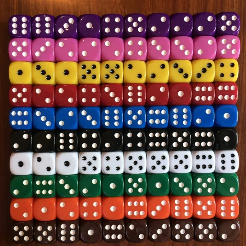 10 unids/lote juego de dados 10 colores acrílico sólido 6 caras dados Club/fiesta/juegos familiares
