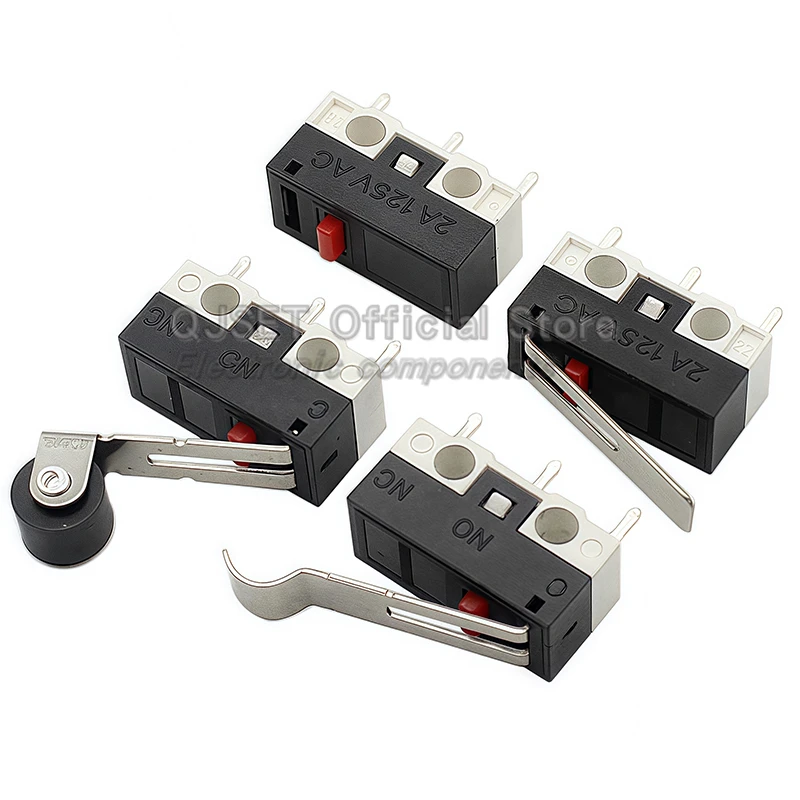 10 ชิ้น Micro Limit Switch Momentary Push ปุ่มสวิทช์ 1A 2A125V AC แผ่นสวิทช์ 3 Pins ยาว Roller Lever Arm SPDT 12X6X6 มิลลิเมตร